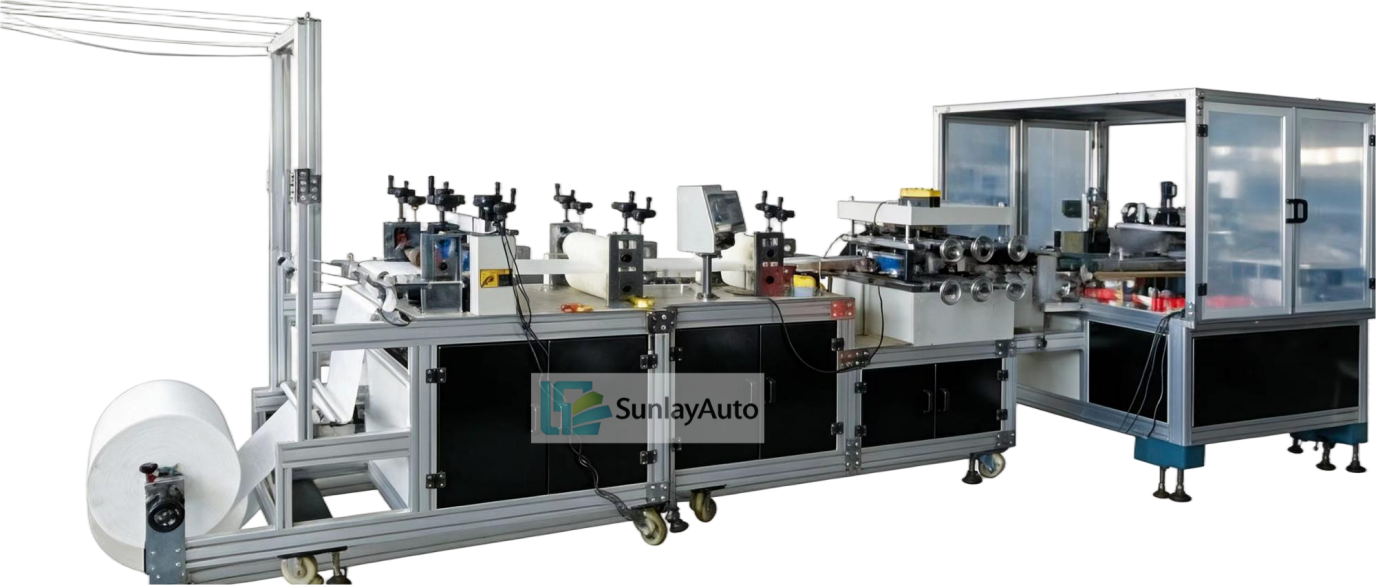 Automatic nonwoven strip cap making and packing machine