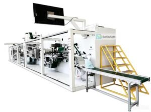 Fully automatic 3-layer pet pee pad making machine with tri-fold output conveyor