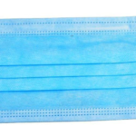 Finished disposable 3-ply flat face mask produced by the machine
