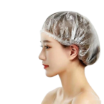Finished disposable PE plastic strip cap for protective head covering