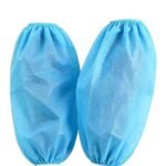 Finished blue disposable nonwoven sleeve covers with elastic ends