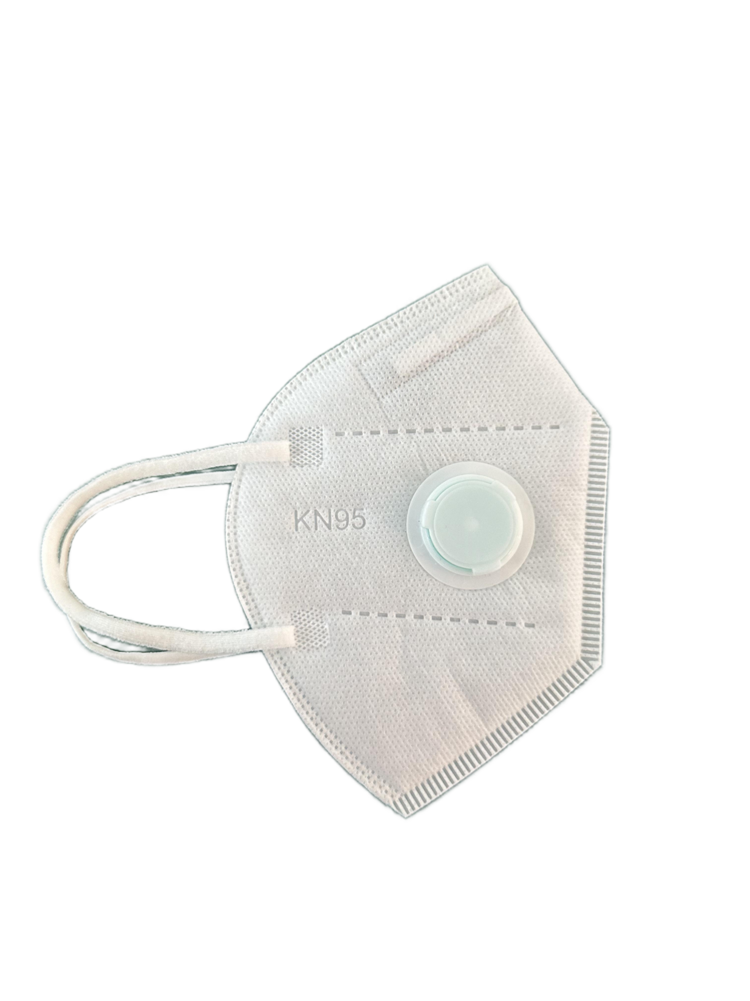 Finished KN95 respirator mask with ear loops produced by automatic mask machine