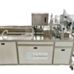Semi-automatic sanitary napkin bag sleeving and sealing machine