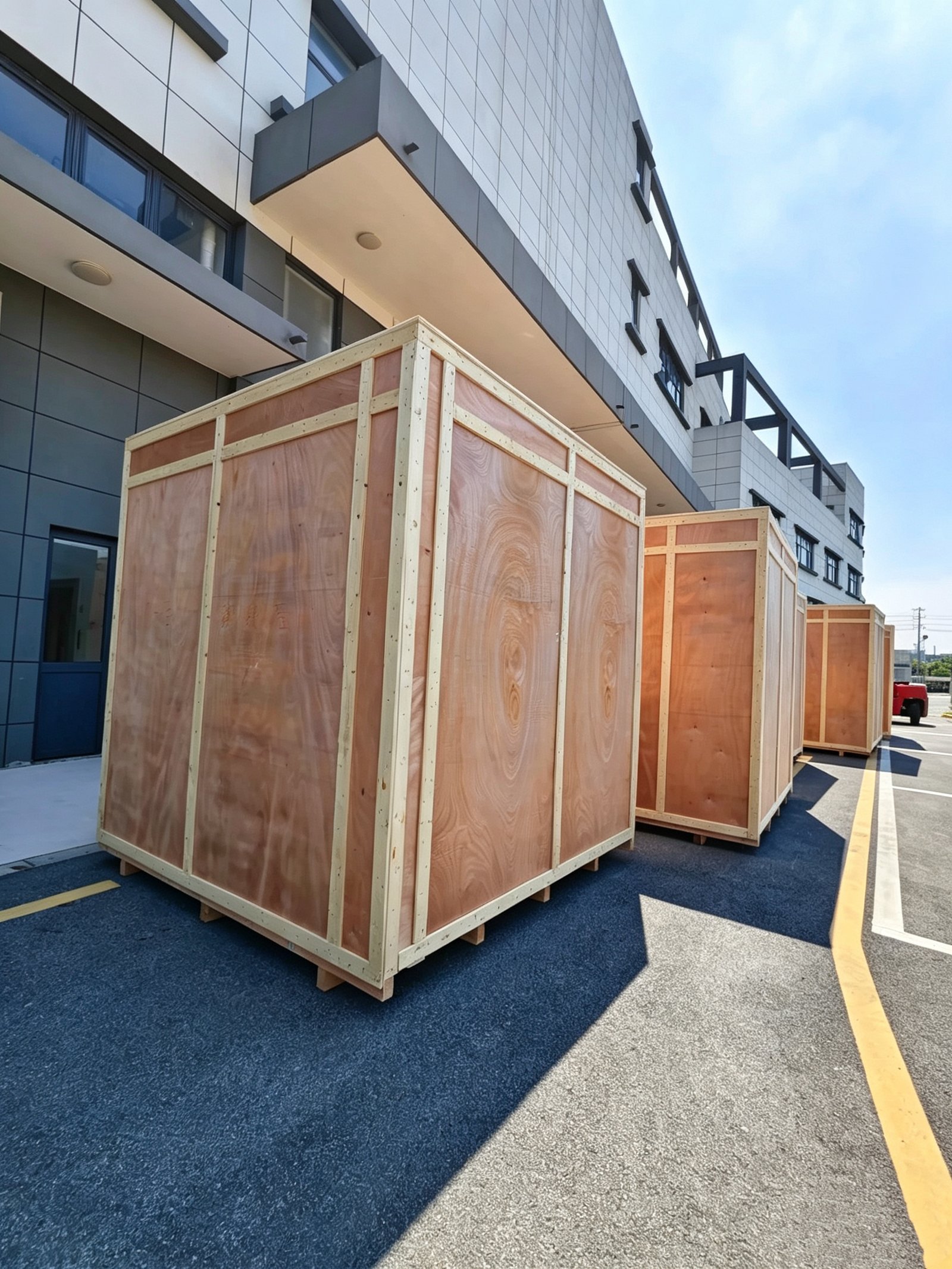 SunlayAuto machinery prepared in a wooden export crate
